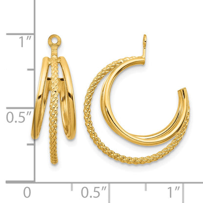 14k Polished and Twisted Triple Hoop Earring Jackets