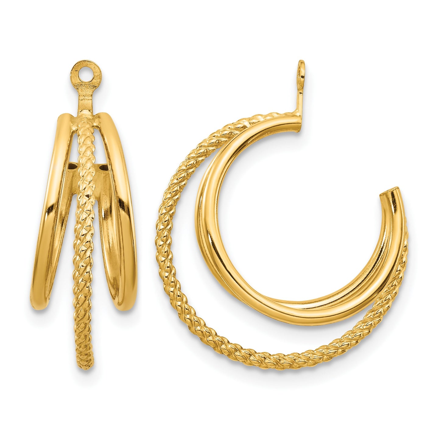14k Polished and Twisted Triple Hoop Earring Jackets