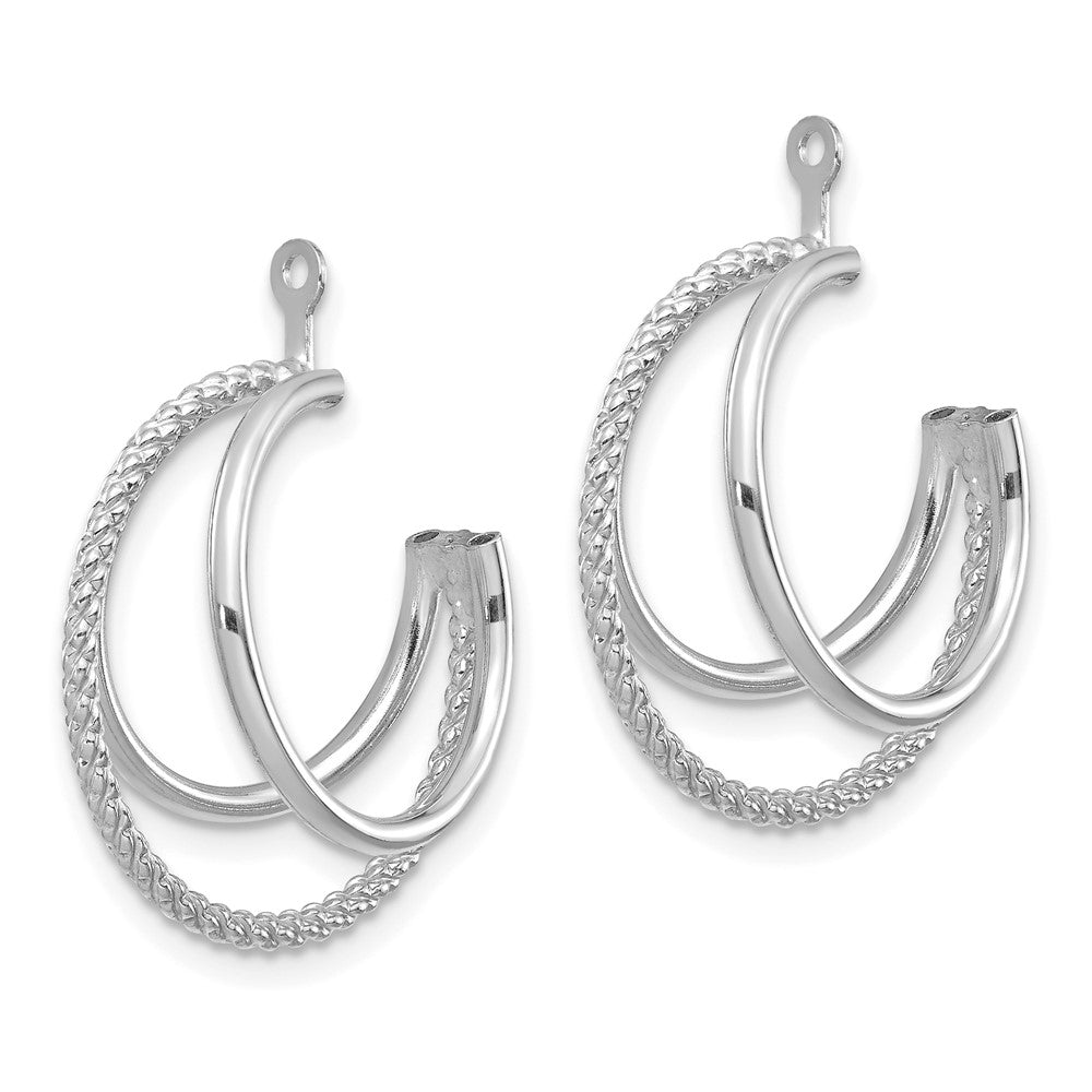 14K White Gold Polished & Twisted Triple Hoop Earring Jackets