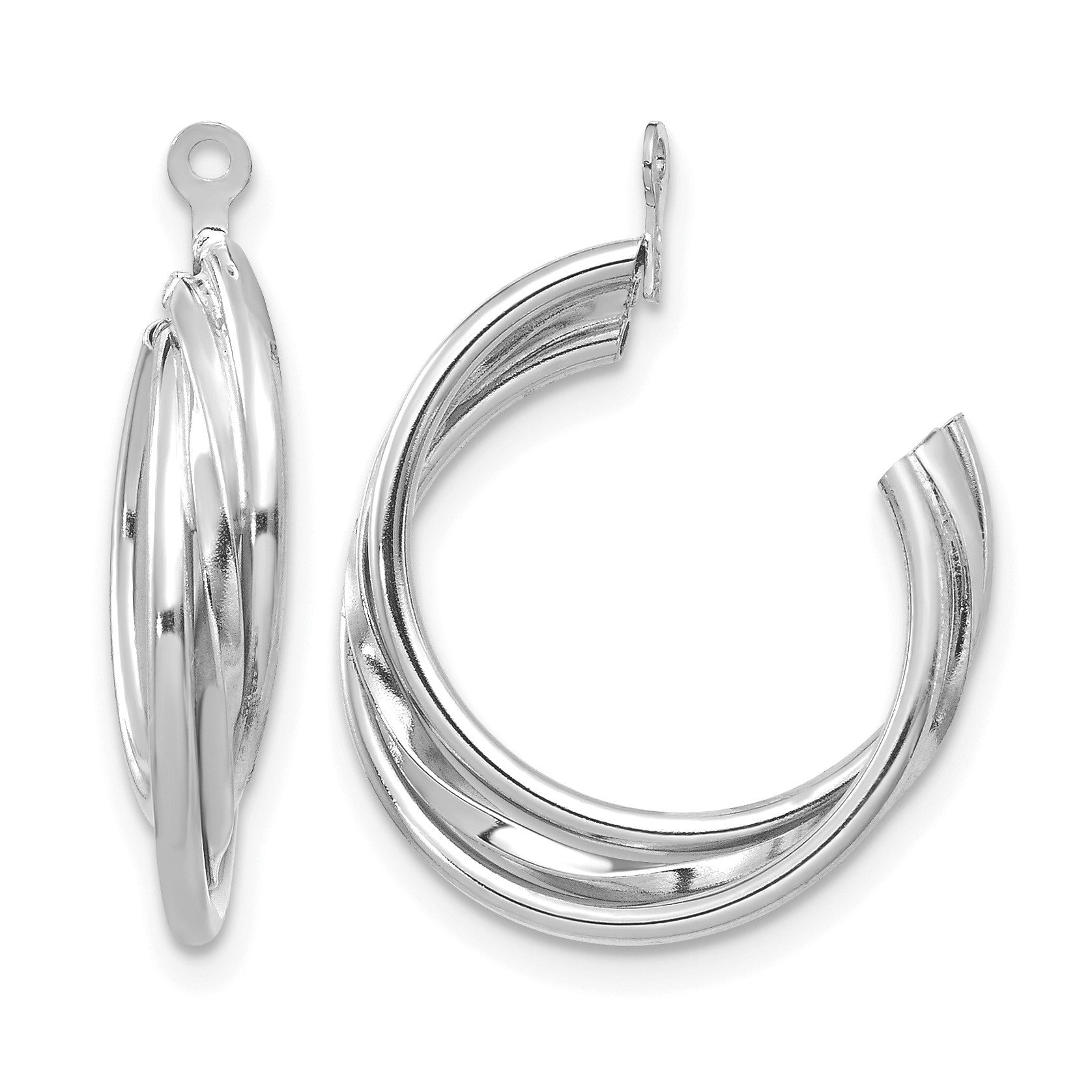 14K White Gold Polished Hoop Earring Jackets