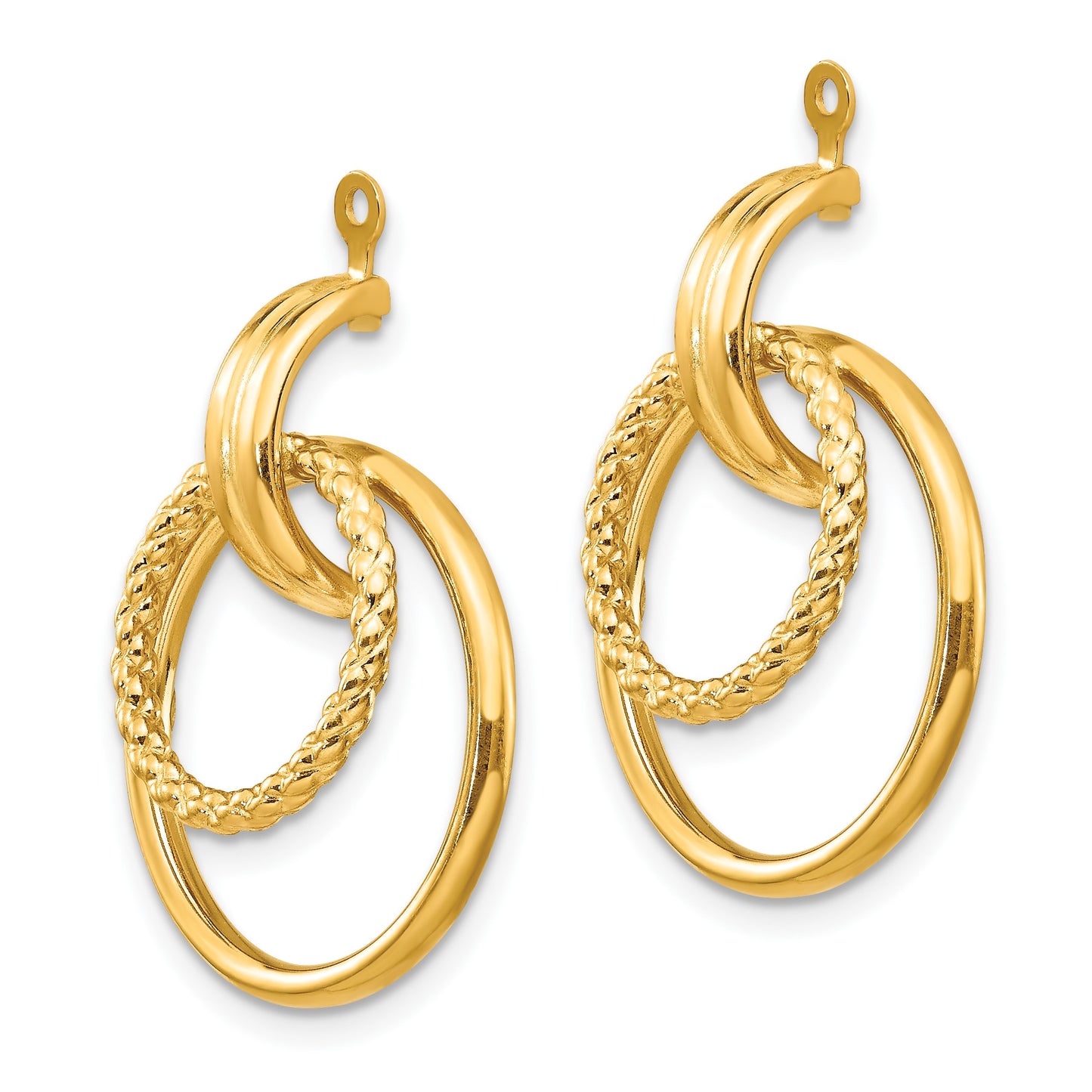 14k Polished and Twisted Fancy Doorknocker Earring Jackets