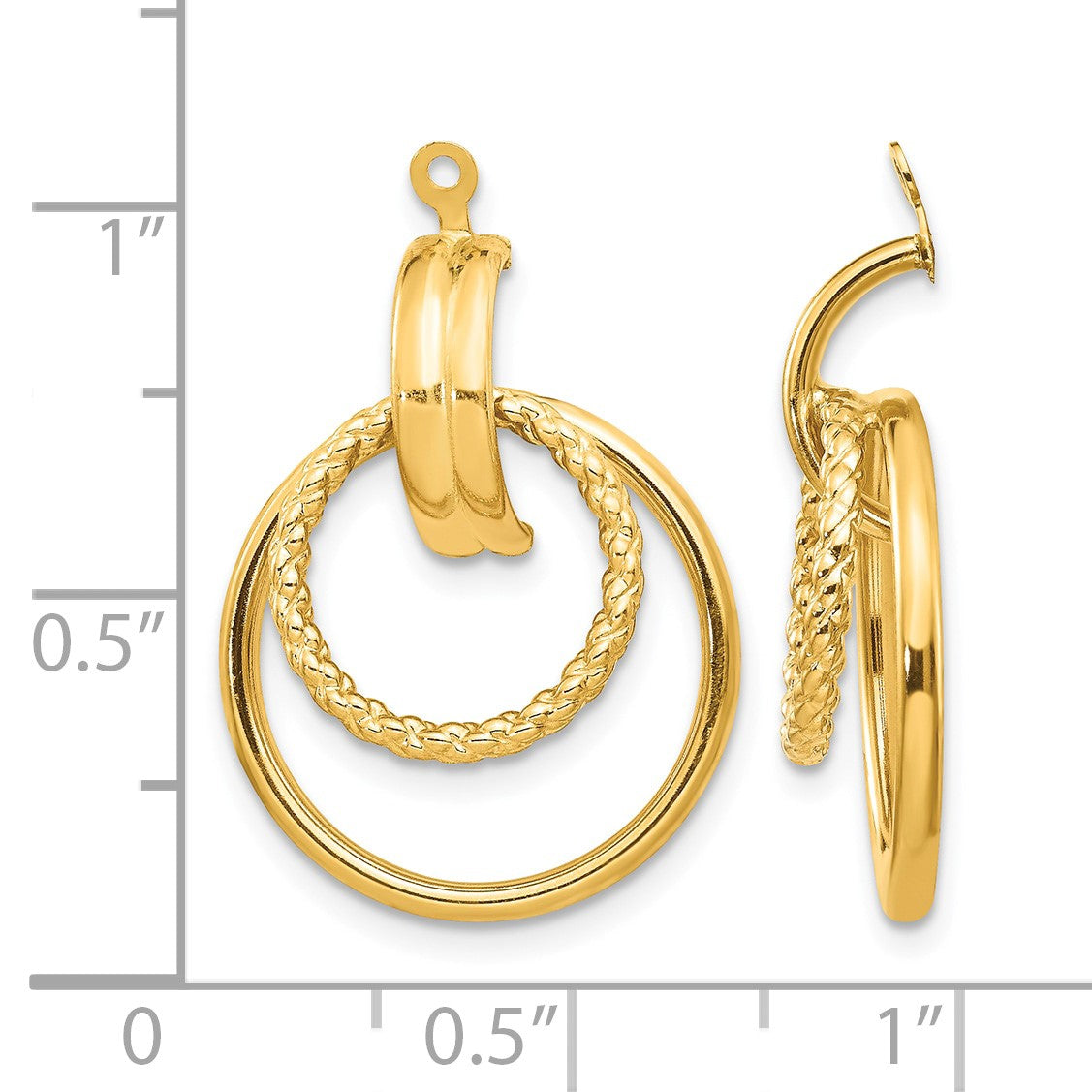 14k Polished and Twisted Fancy Doorknocker Earring Jackets