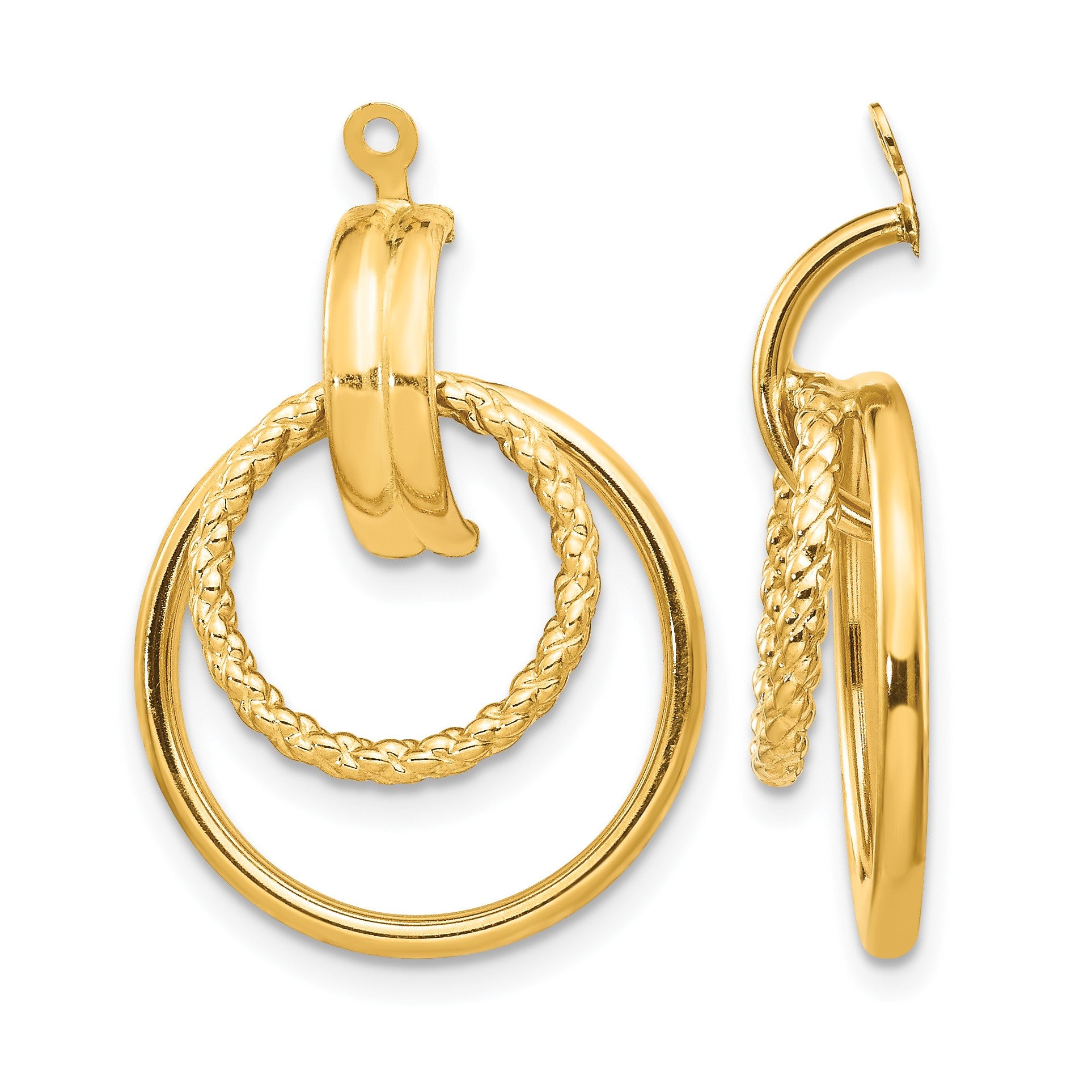 14k Polished and Twisted Fancy Doorknocker Earring Jackets