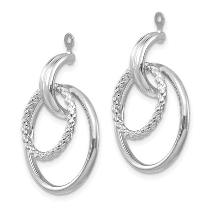 14K White Gold Polished and Twisted Fancy Doorknocker Earring Jackets