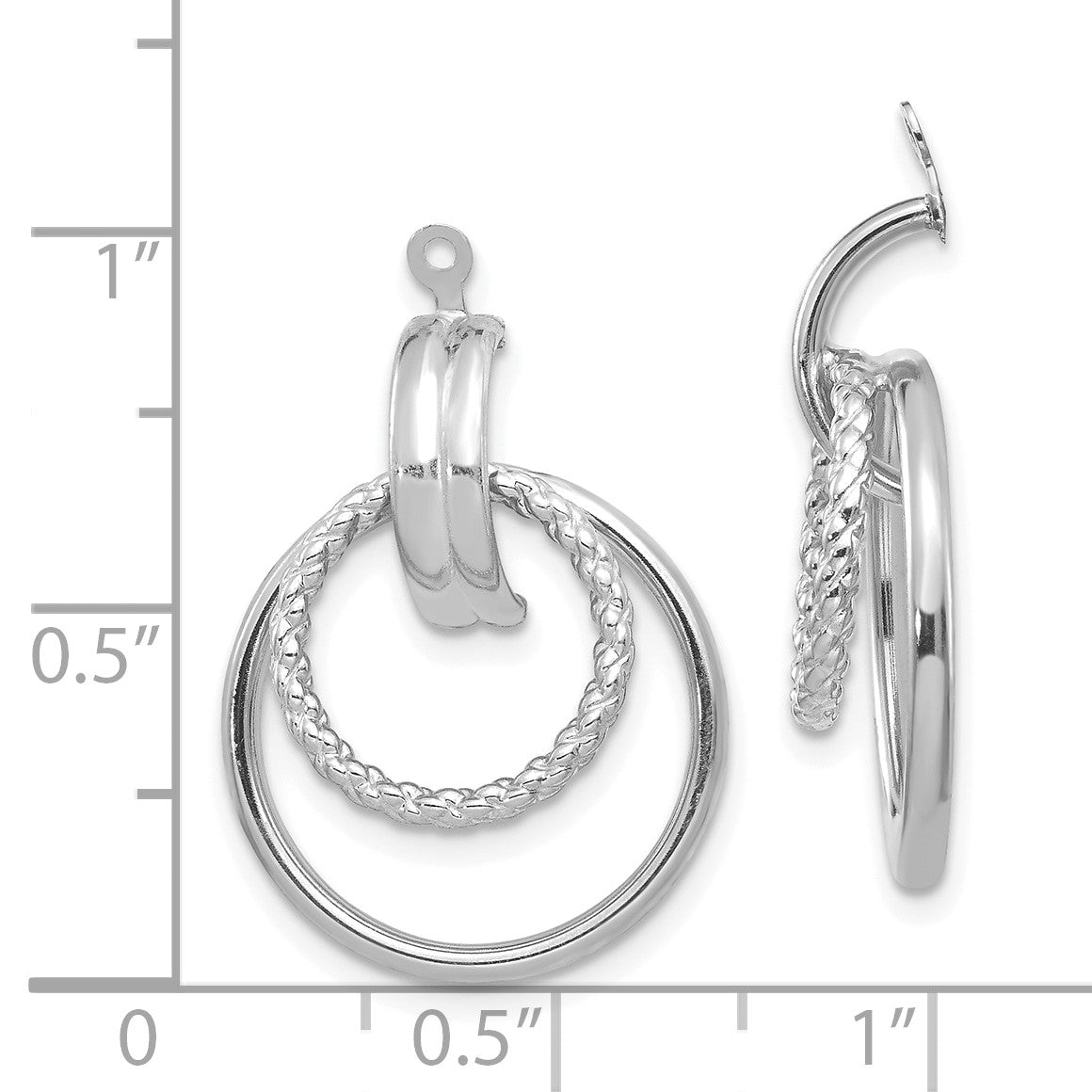 14K White Gold Polished and Twisted Fancy Doorknocker Earring Jackets