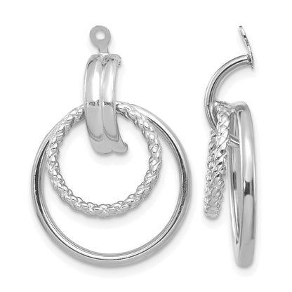 14K White Gold Polished and Twisted Fancy Doorknocker Earring Jackets