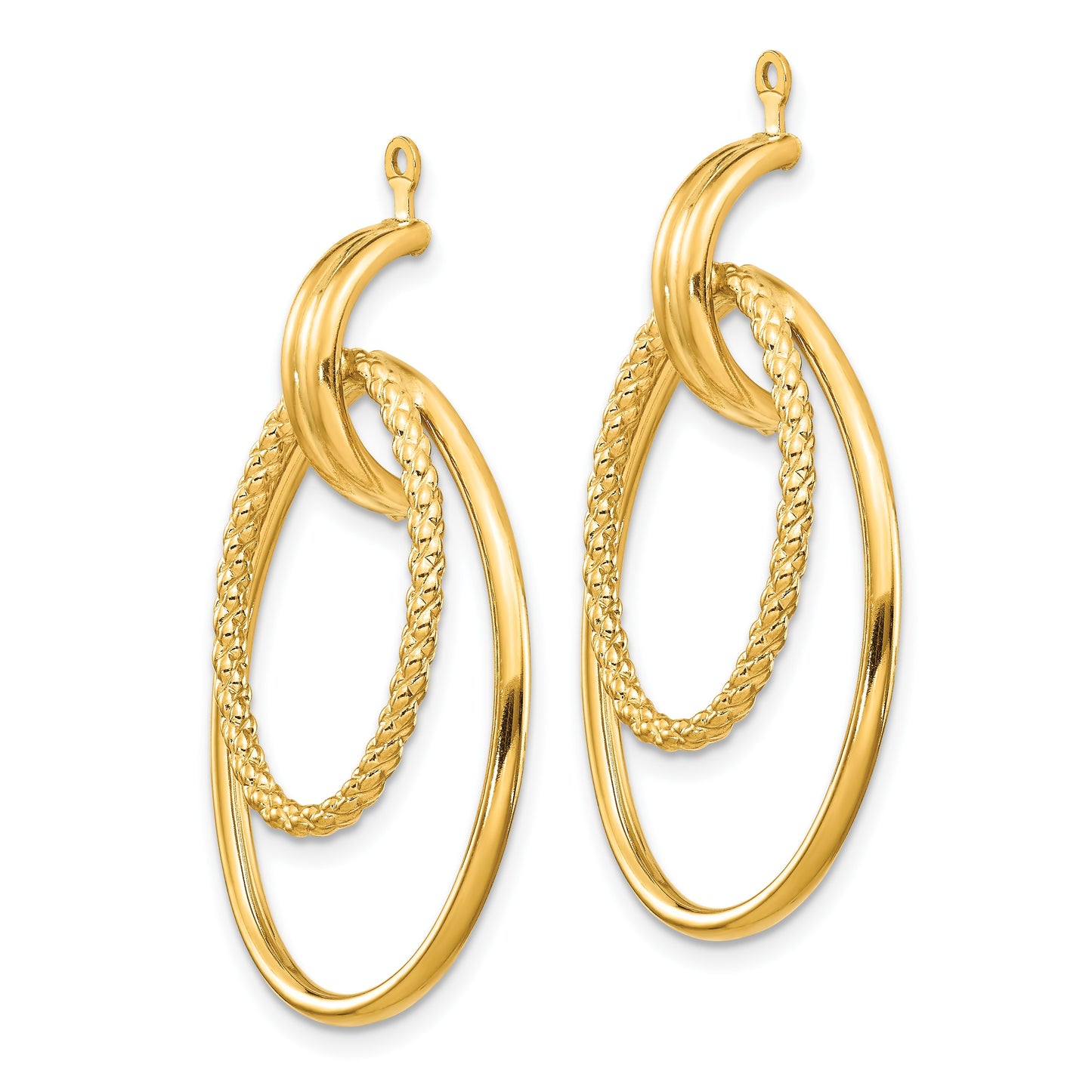 14k Polished Double Oval Doorknocker Earring Jackets