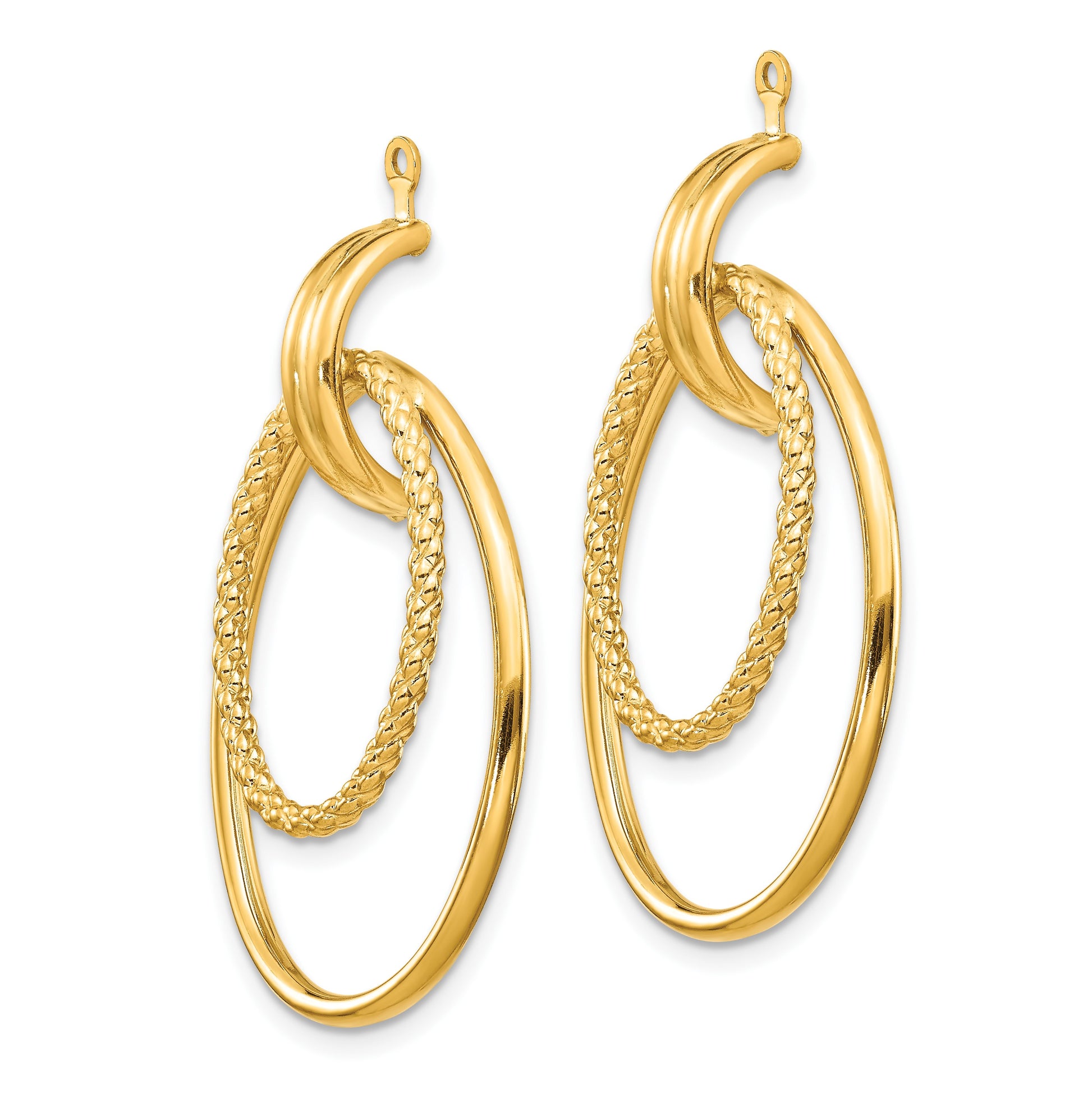 14k Polished Double Oval Doorknocker Earring Jackets