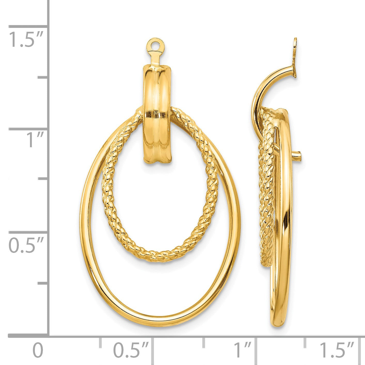 14k Polished Double Oval Doorknocker Earring Jackets