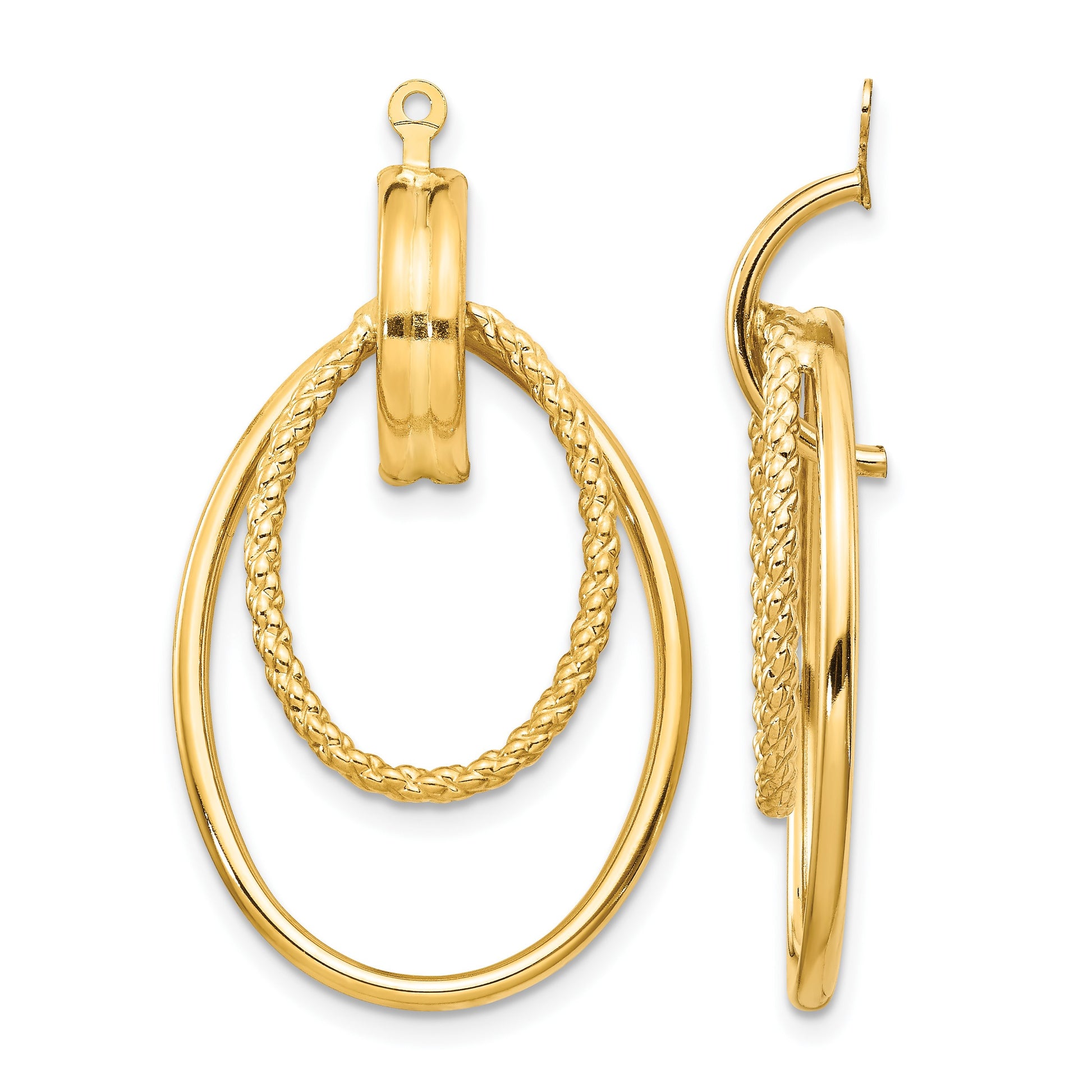 14k Polished Double Oval Doorknocker Earring Jackets