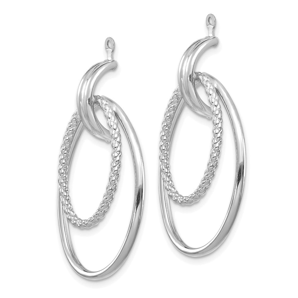 14K White Gold Polished Double Hoop Earring Jackets