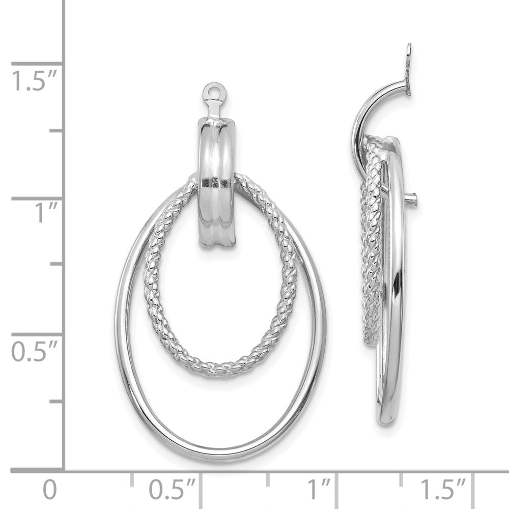 14K White Gold Polished Double Hoop Earring Jackets