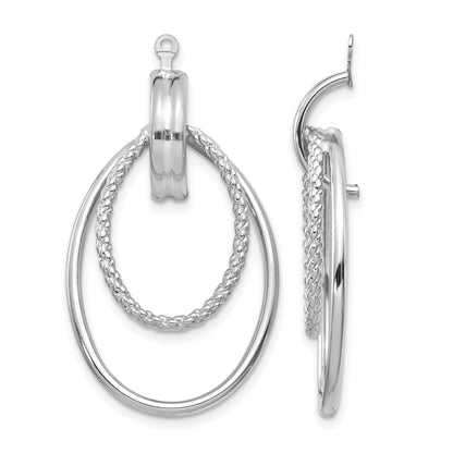 14K White Gold Polished Double Oval Doorknocker Earring Jackets