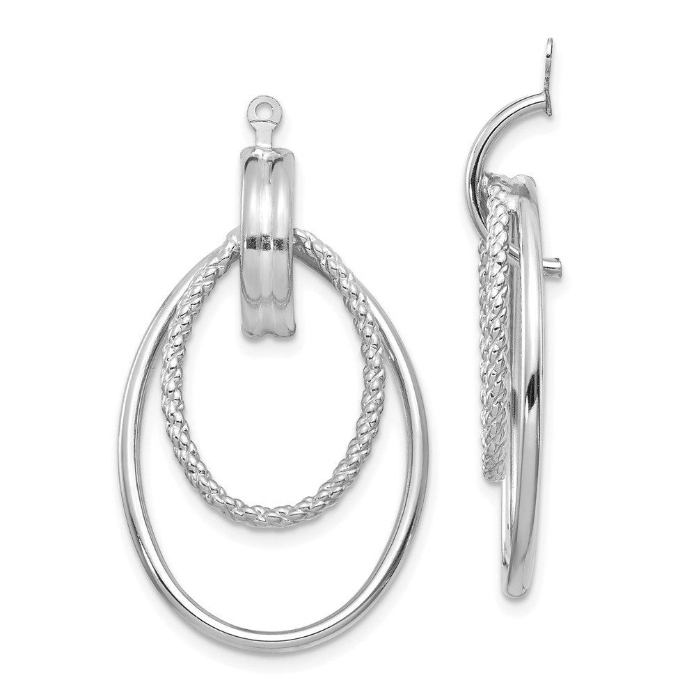 14K White Gold Polished Double Hoop Earring Jackets