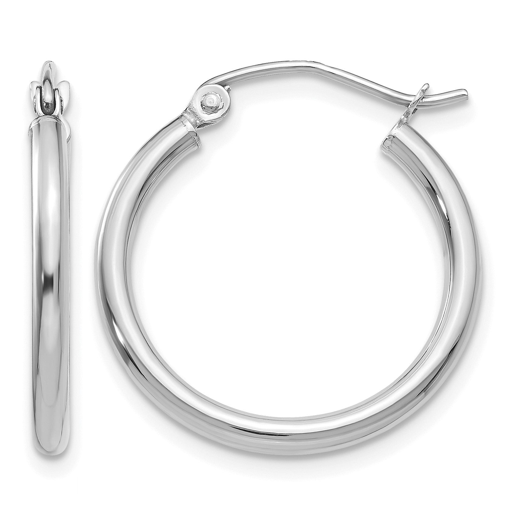 14k White Gold 2x20mm Polished Tube Hoop Earrings