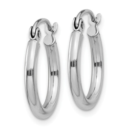 14k White Gold 2x15mm Polished Lightweight Tube Hoop Earrings