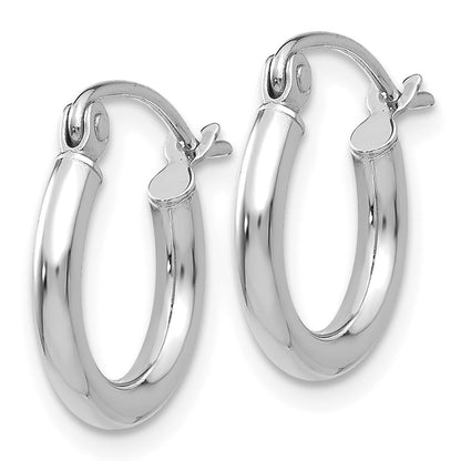 14k White Gold 2x12mm Polished Lightweight Tube Hoop Earrings