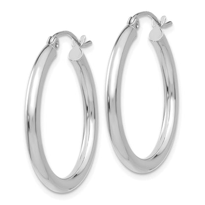 14K White Gold Polished 2.5mm Lightweight Tube Hoop Earrings