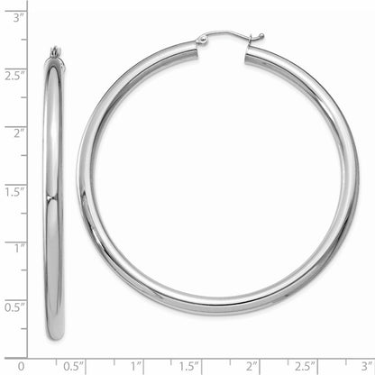 14K White Gold Polished 4mm Tube Hoop Earrings