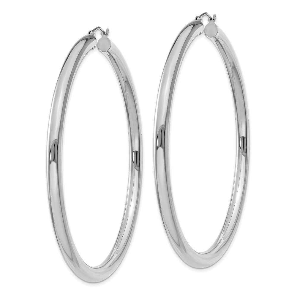 14K White Gold Polished 4mm Tube Hoop Earrings