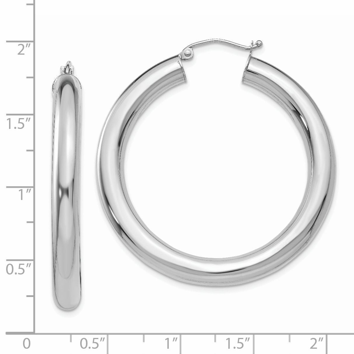14k White Gold 5x40mm Polished Tube Hoop Earrings