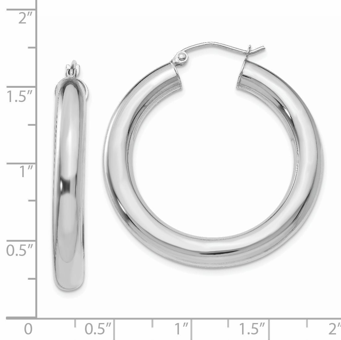 14k White Gold 5x35mm Polished Tube Hoop Earrings