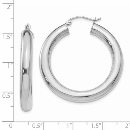 14k White Gold 5x35mm Polished Tube Hoop Earrings