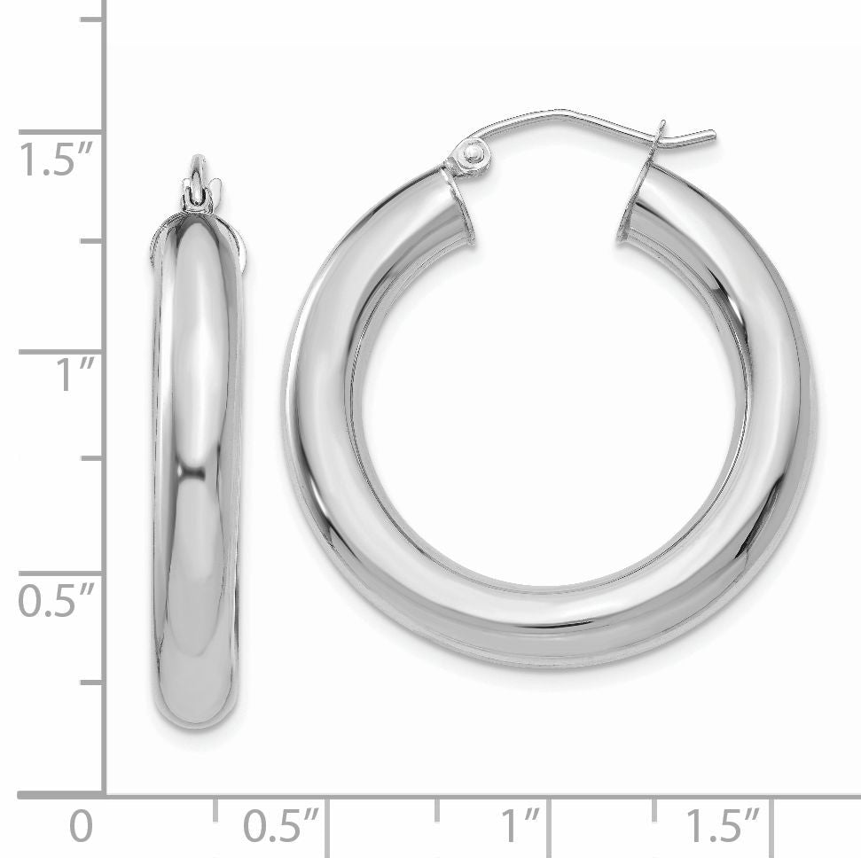 14k White Gold 5x30mm Polished Lightweight Hoop Earrings
