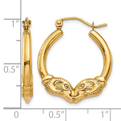 14k Polished Ram Hoop Earrings