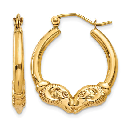 14k Polished Ram Hoop Earrings