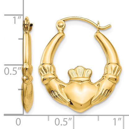 14k Polished Claddagh Hoop Earrings