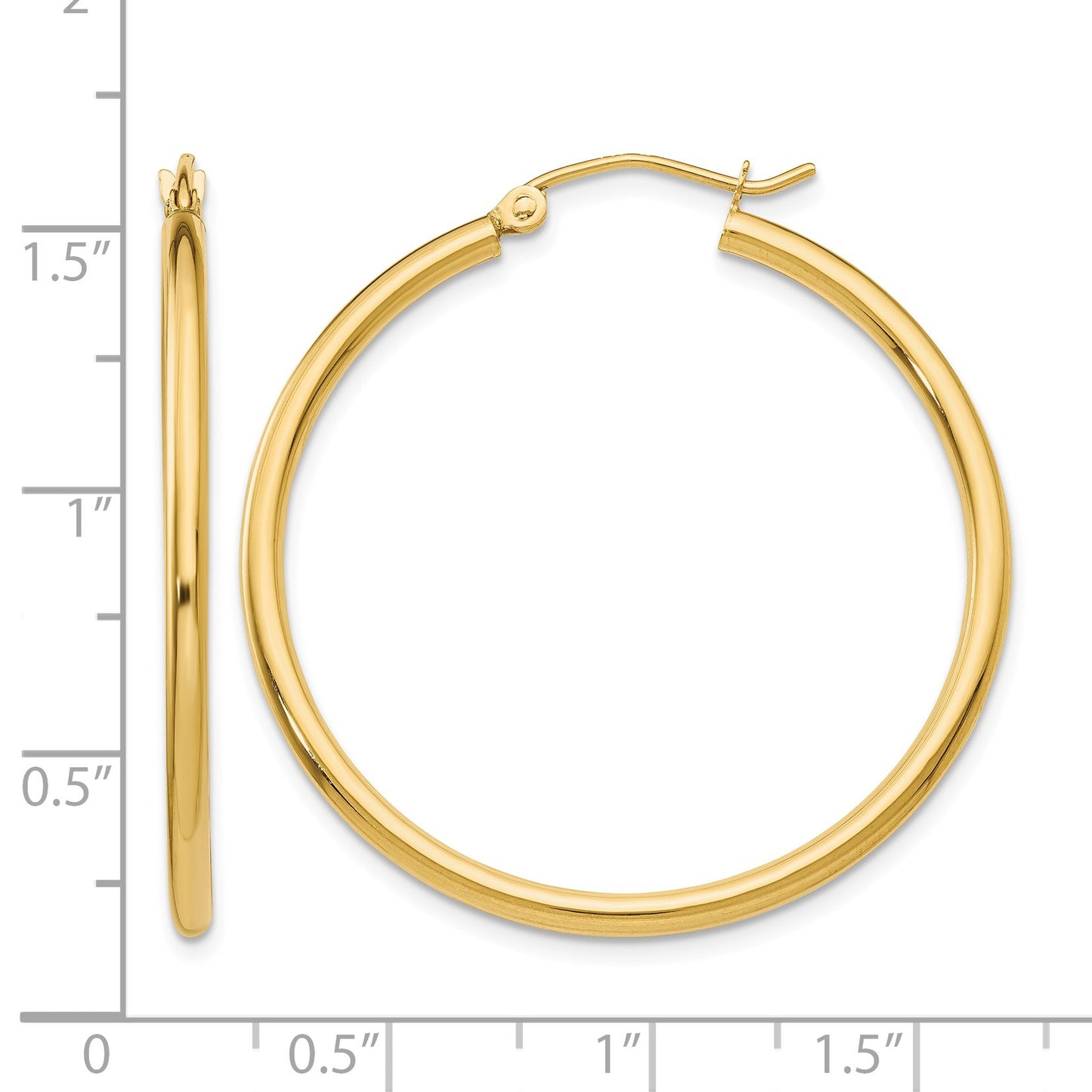 14k 2x35mm Polished Tube Hoop Earrings
