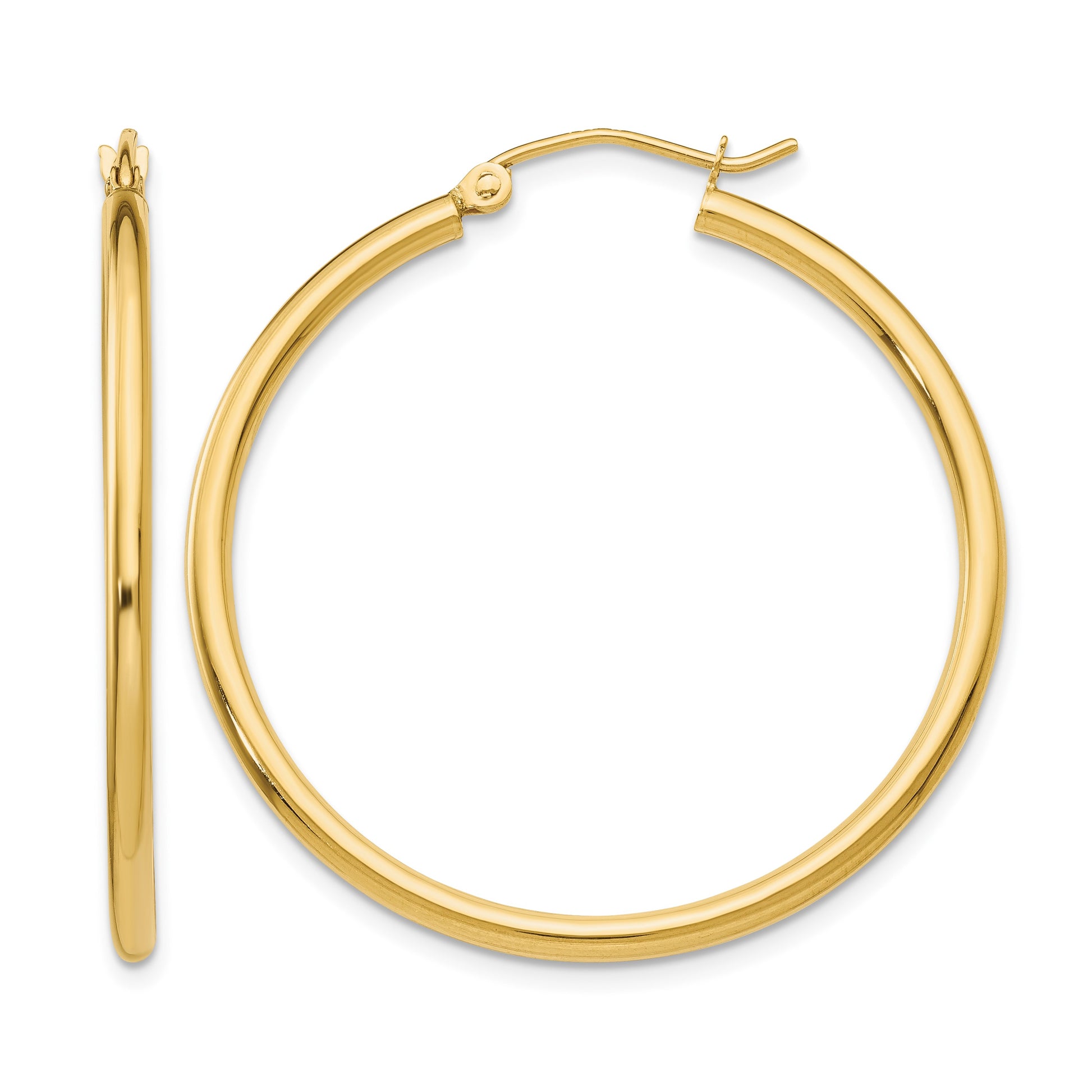 14k 2x35mm Polished Tube Hoop Earrings