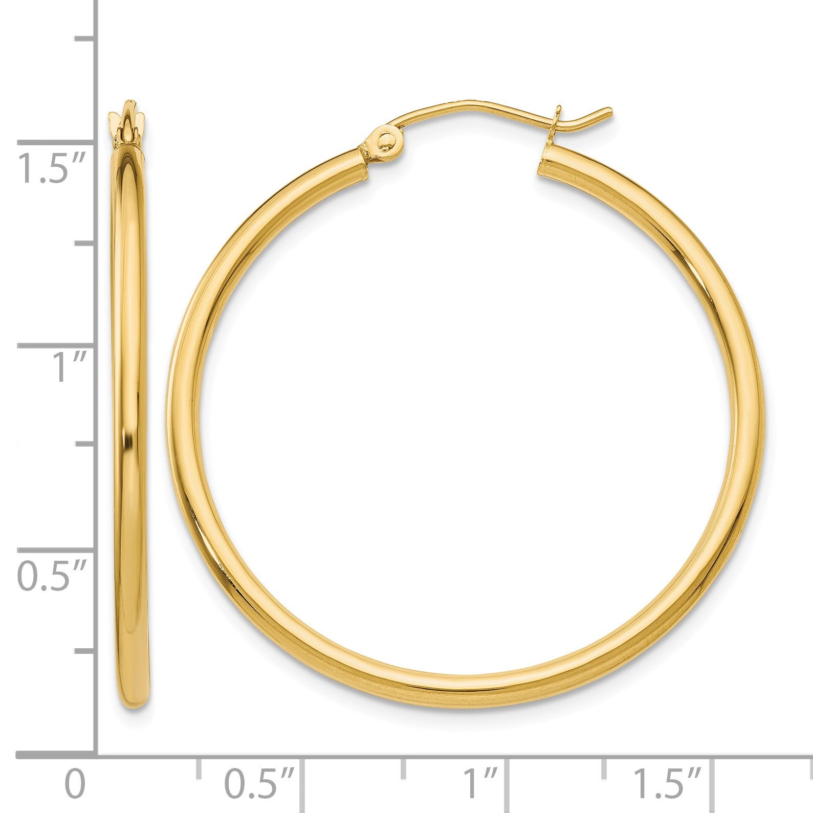 14k 2x35mm Polished Lightweight Tube Hoop Earrings