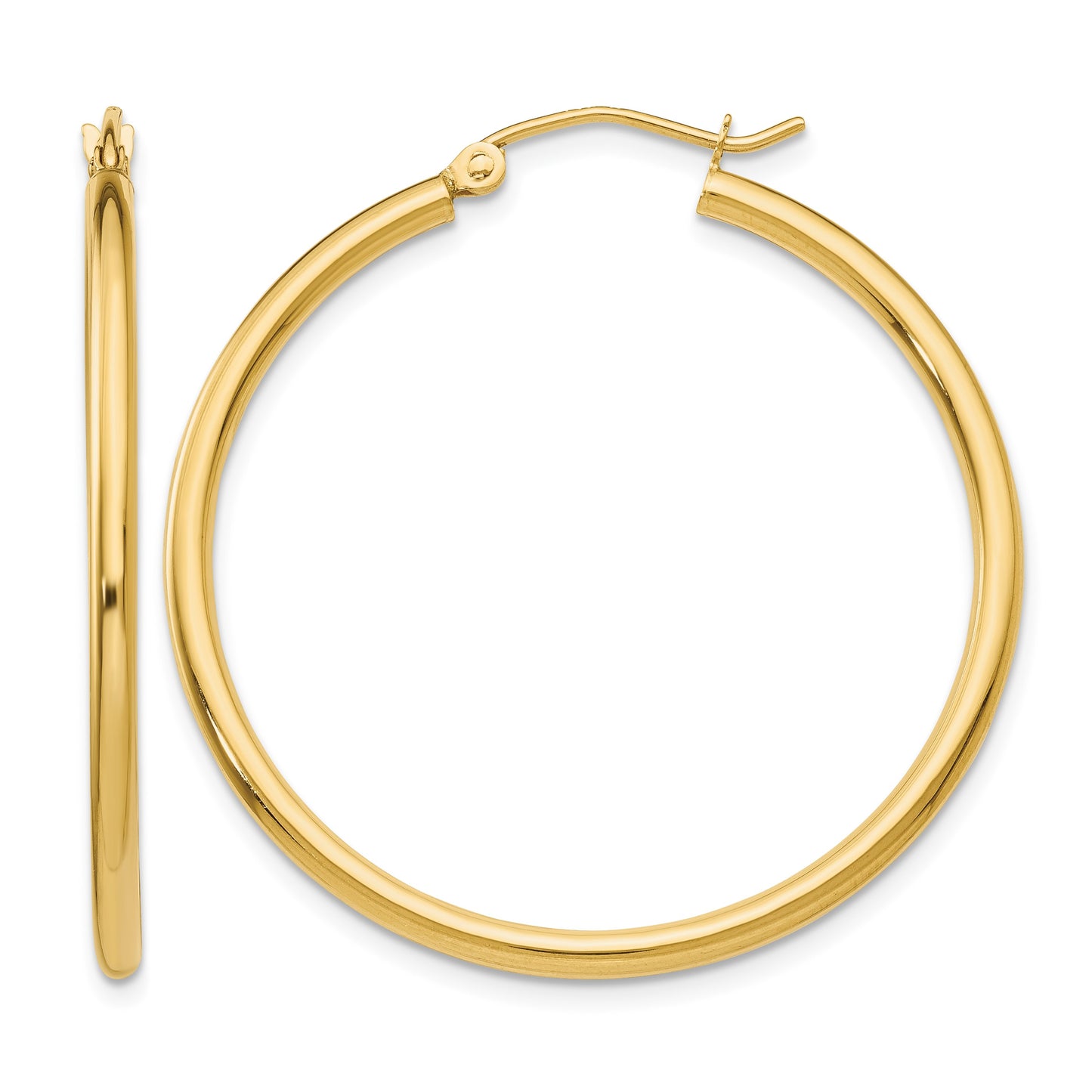 14k 2x35mm Polished Lightweight Tube Hoop Earrings