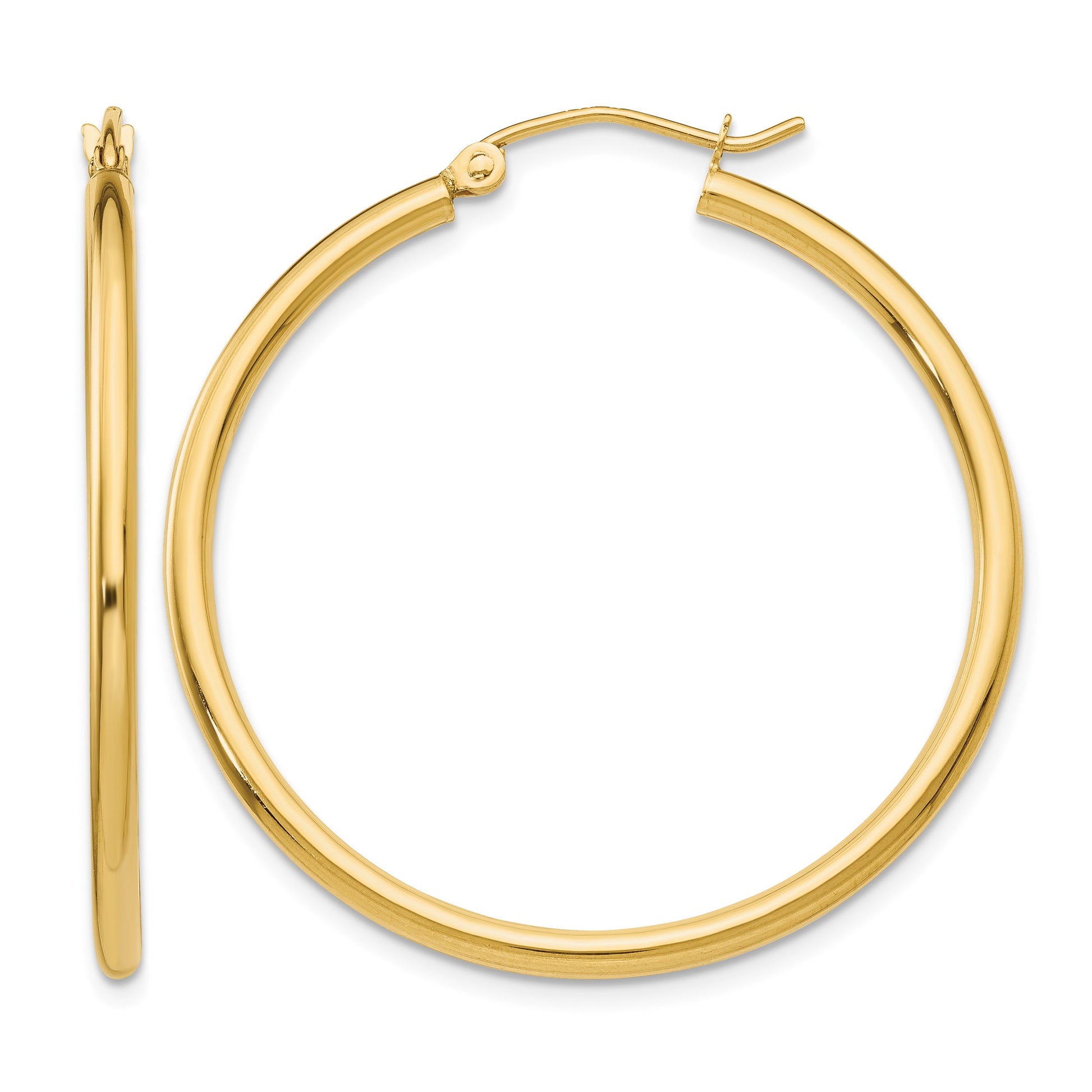 14k 2x35mm Polished Lightweight Tube Hoop Earrings