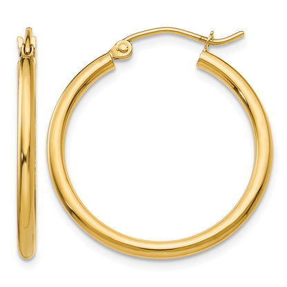 14k 2x25mm Polished Tube Hoop Earrings