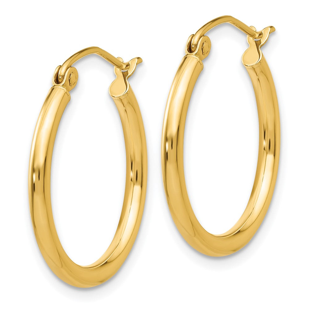 14k Polished 2x20mm Lightweight Tube Hoop Earrings