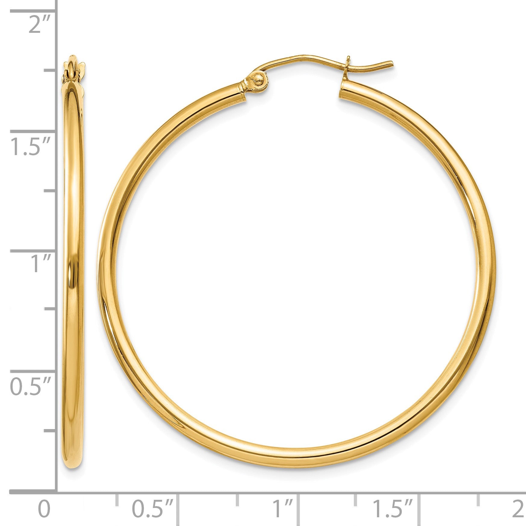 14k 2x40mm Polished Tube Hoop Earrings