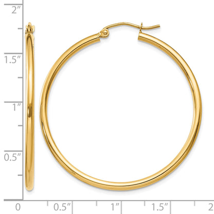 14k 2x40mm Polished Tube Hoop Earrings