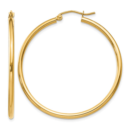 14k 2x40mm Polished Tube Hoop Earrings