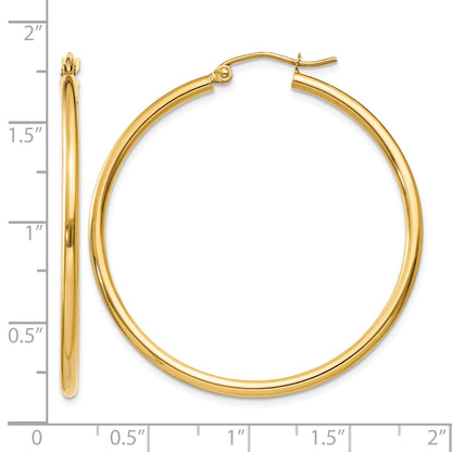 14k 2x40mm Polished Lightweight Tube Hoop Earrings