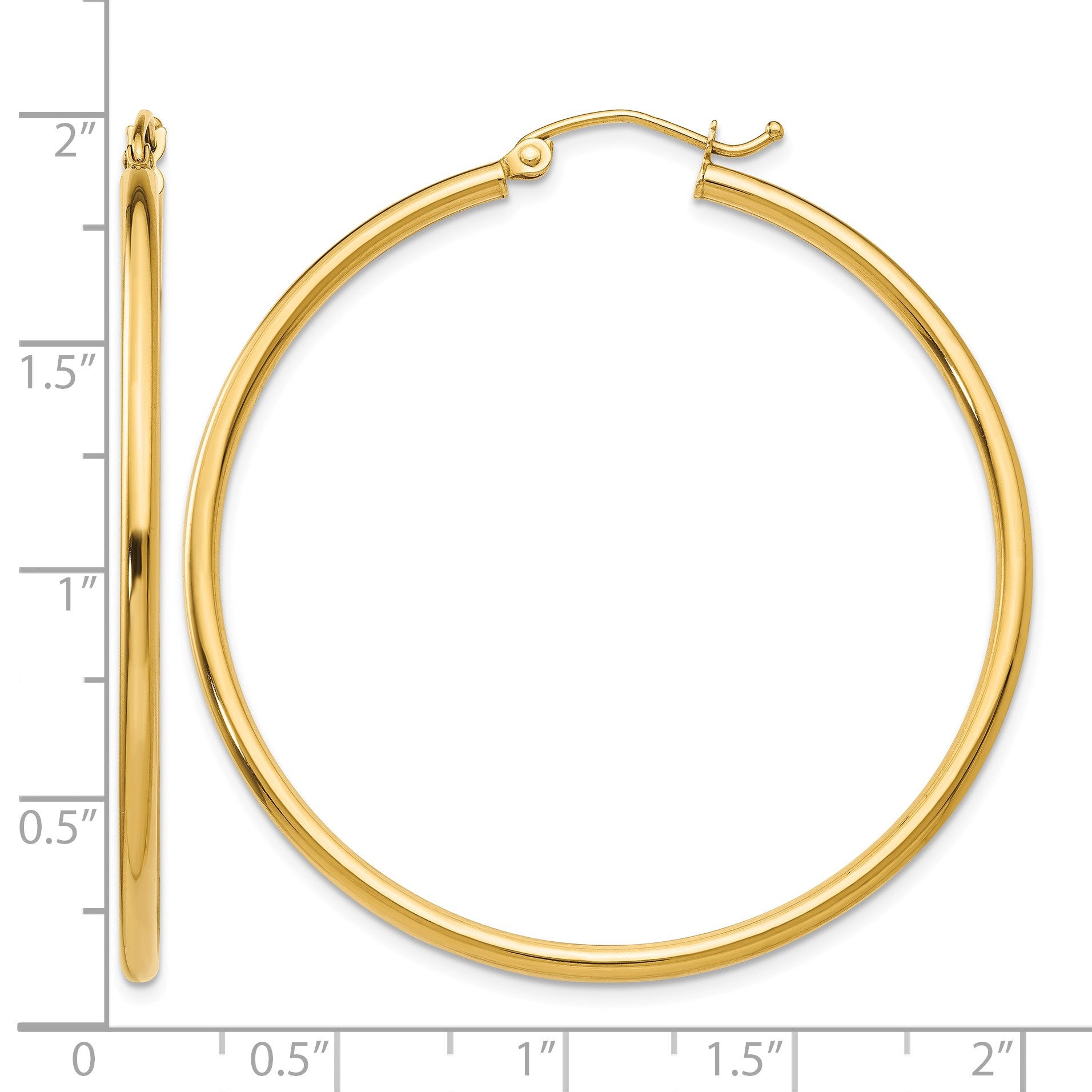 14k 2x45mm Polished Tube Hoop Earrings
