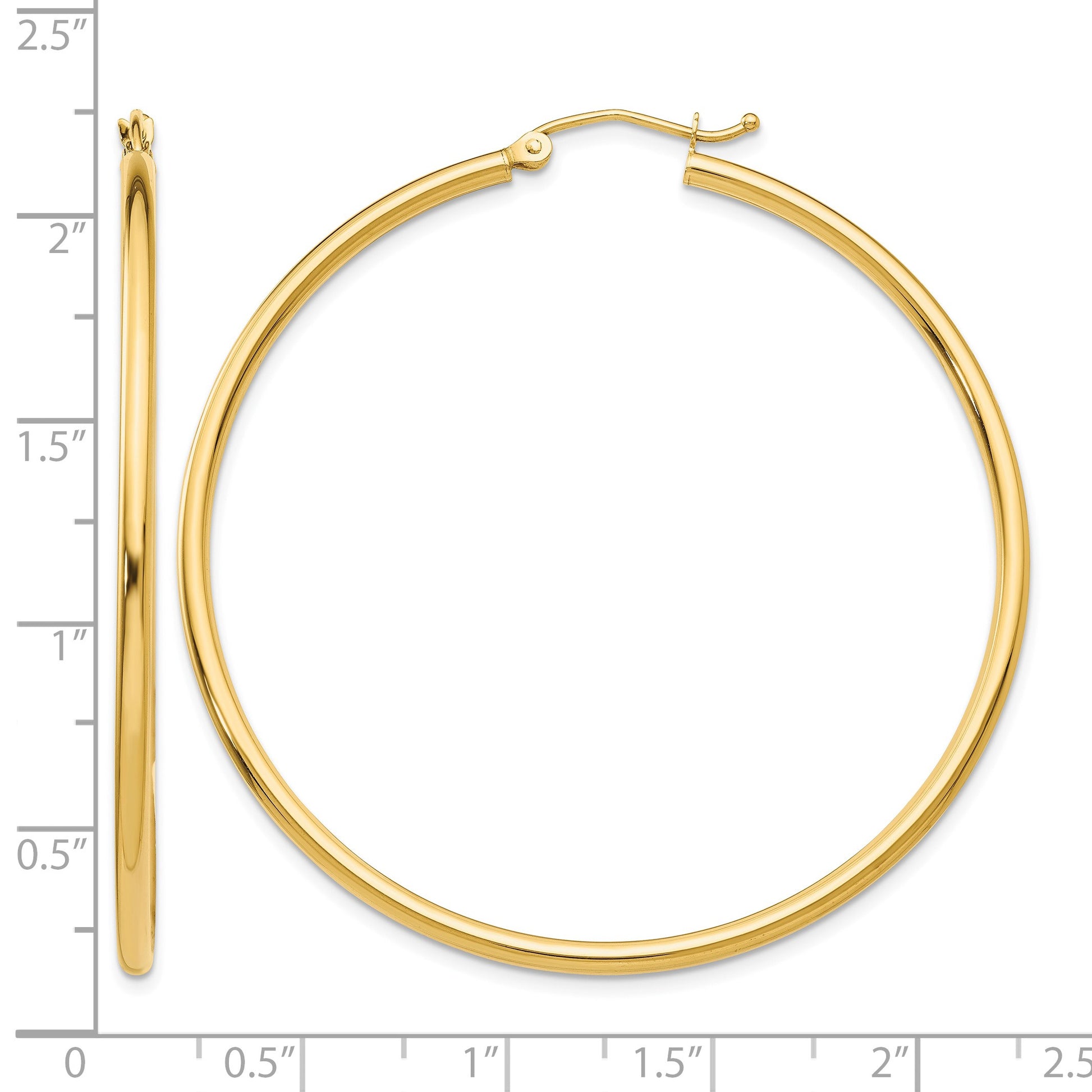 14k 2x50mm Polished Tube Hoop Earrings