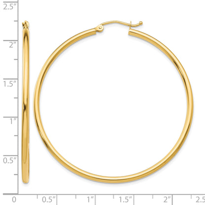 14k 2x50mm Polished Tube Hoop Earrings