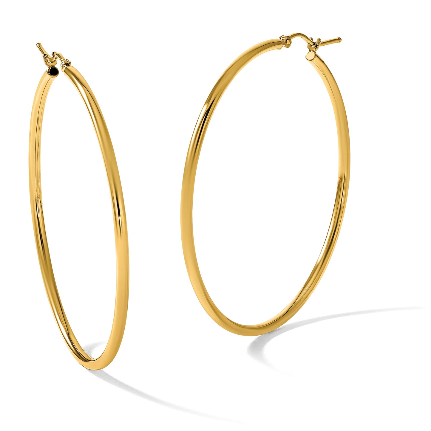 14k 2x50mm  Polished Lightweight Tube Hoop Earrings