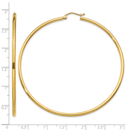 14k 2x65mm Polished Tube Hoop Earrings