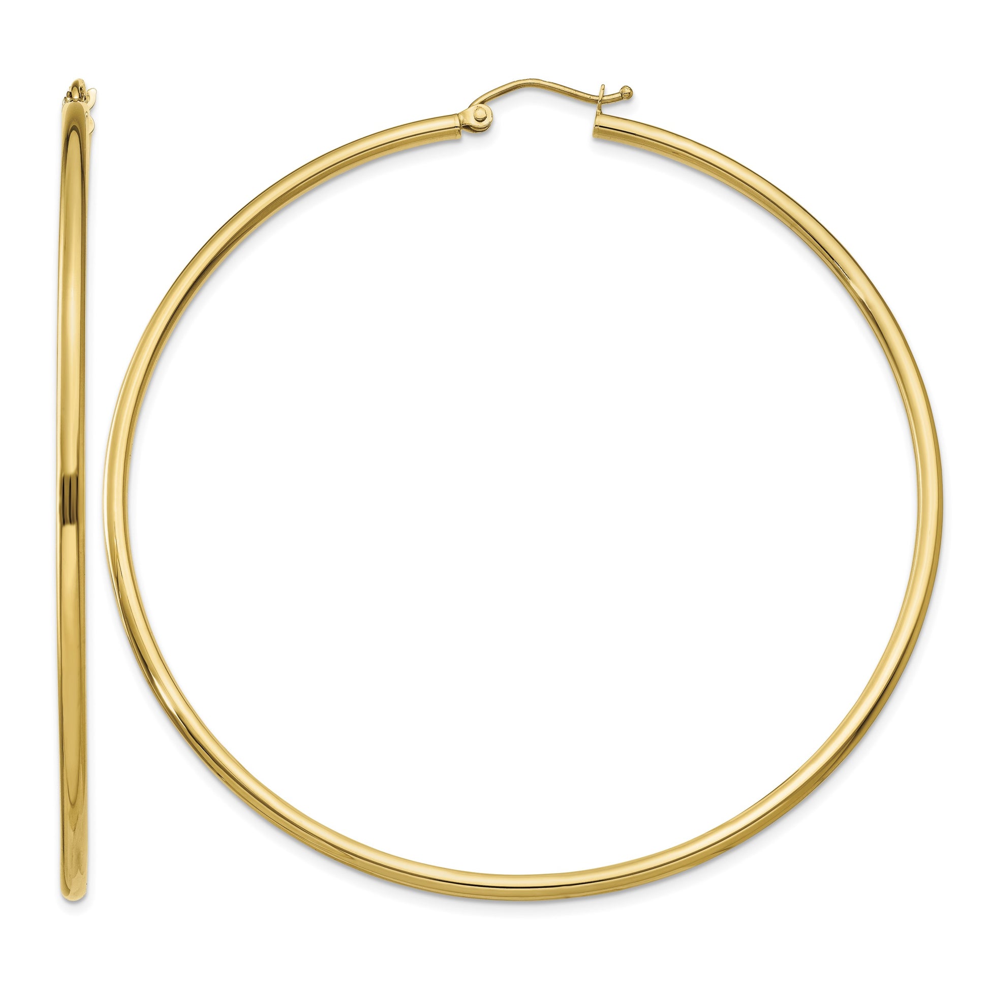 14k 2x65mm Polished Tube Hoop Earrings