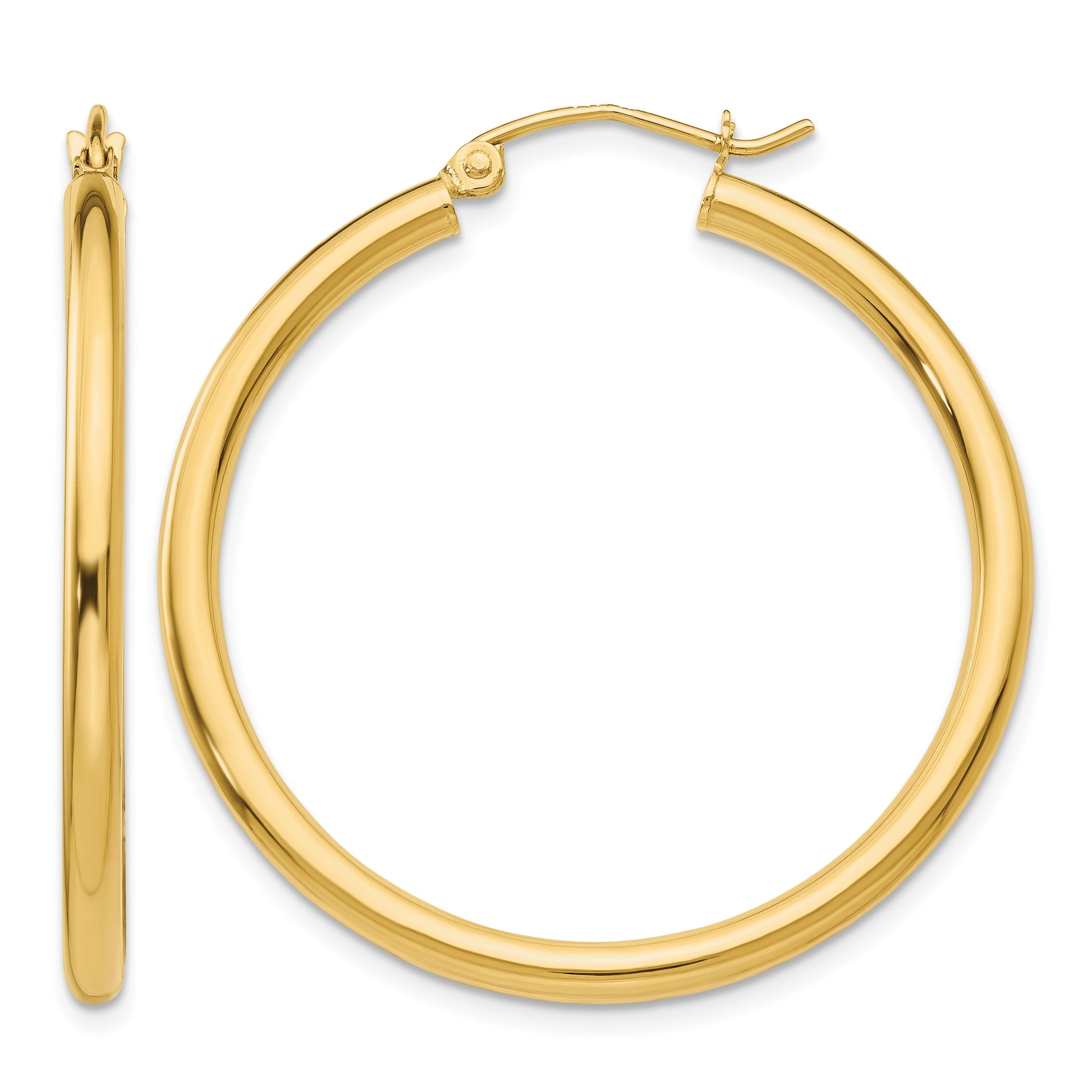 14k 2.5x35mm Polished Lightweight Tube Hoop Earrings