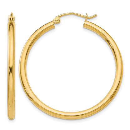 14k 2.5x35mm Polished Lightweight Tube Hoop Earrings